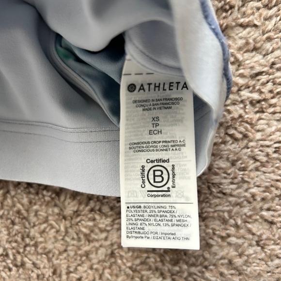 Athleta I Conscious Crop A-C Sports Bra Top I Size XS I Tie Dye Racerback - Picture 12 of 12